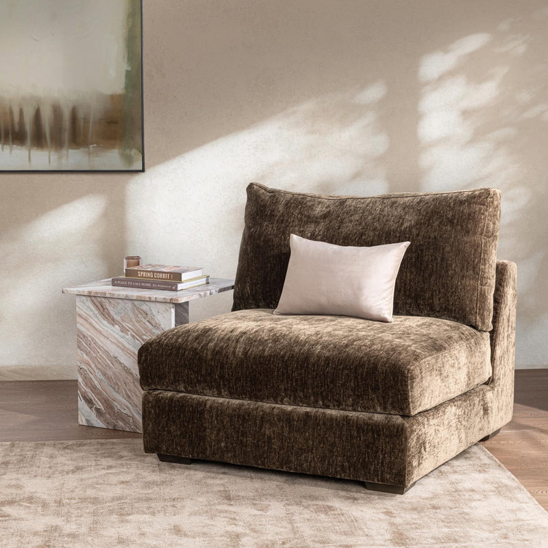 Ludwig - Armless Chair - Mossed Brown - R&R Furniture Gallery (Fountain Valley, CA)