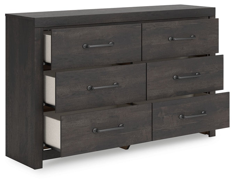 Hollivern - Six Drawer Dresser - Dark Gray - R&R Furniture Gallery (Fountain Valley, CA)