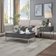 Iban - End Table - Gray Oak & Chrome - R&R Furniture Gallery (Fountain Valley, CA)