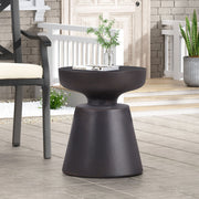 Outdoor lightweight concrete end table with half sphere copper top, featuring modern design by Noble House.