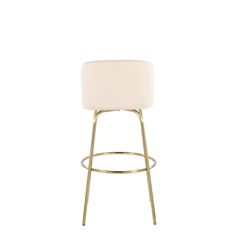 Lumi Source Toriano set of 2 contemporary fixed height barstools with swivel, round footrest, and sleek modern design.