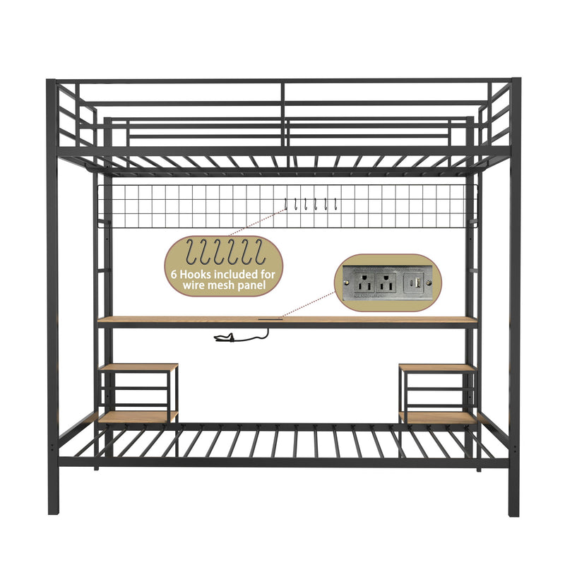 Ethan - Bunk Bed With Desk, Charging Station, Storage Shelves - R&R Furniture Gallery (Fountain Valley, CA)