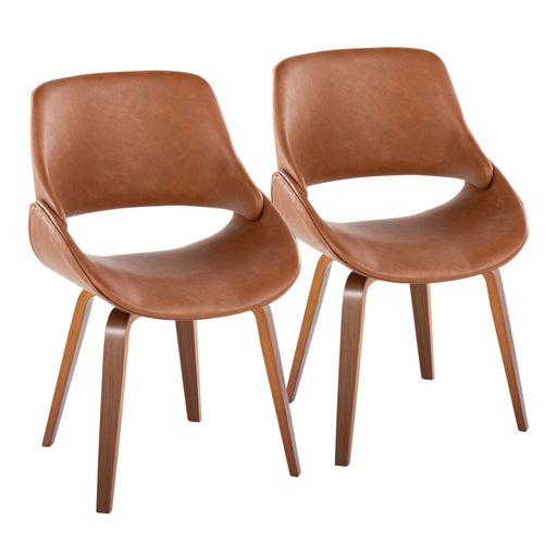 Lumi Source Fabrico mid-century modern dining chairs set of 2 with wooden legs and upholstered seats.