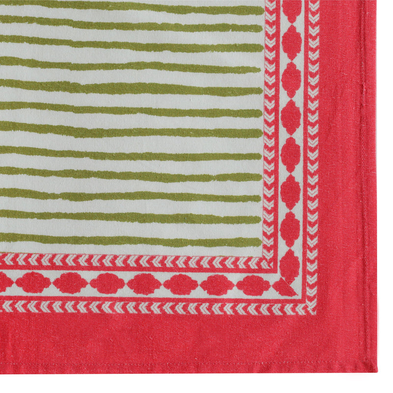 Set of four TOV Furniture Crissy bamboo cotton canvas printed napkins in pink with floral design.