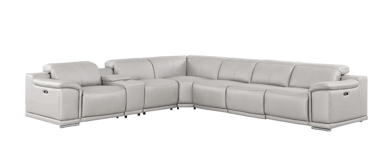 2679 - 7-Piece L-Shaped Power Reclining Sectional In Genuine Leather (4 Recliners)