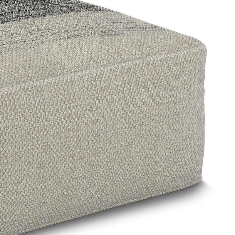 Sabella - Square Woven Outdoor / Indoor Pouf - Gray / White - R&R Furniture Gallery (Fountain Valley, CA)