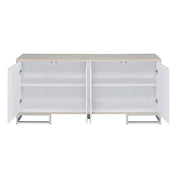 Panos - Console Cabinet - White Marble Print & Chrome - R&R Furniture Gallery (Fountain Valley, CA)