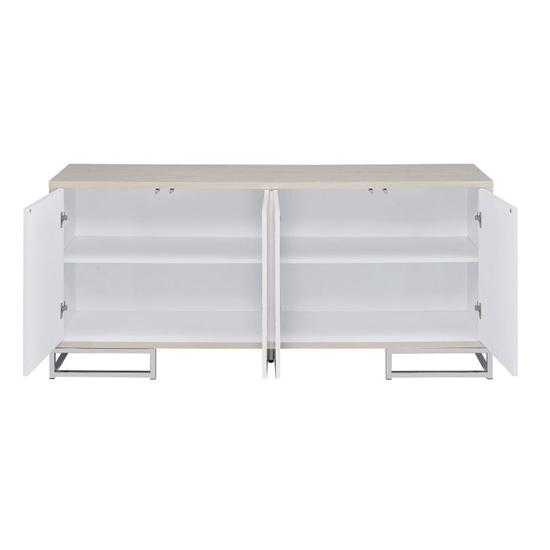 Panos - Console Cabinet - White Marble Print & Chrome - R&R Furniture Gallery (Fountain Valley, CA)