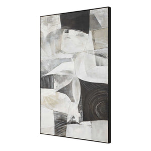 Folding - Time Framed Abstract Art - Black / Brown / Gray / White
