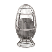 Noble House patio swivel basket egg chair with cushion, outdoor accent chair with woven wicker design and plush seat cushion.
