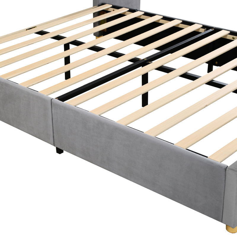Upholstered Platform Bed, 2 Outlets And USB Charging Ports On Both Sides, 2 Bedside Pillows, Storage Shelves - R&R Furniture Gallery (Fountain Valley, CA)