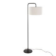 Lumi Source puck contemporary floor lamp with a sleek, round design and metallic finish standing on a flat surface.