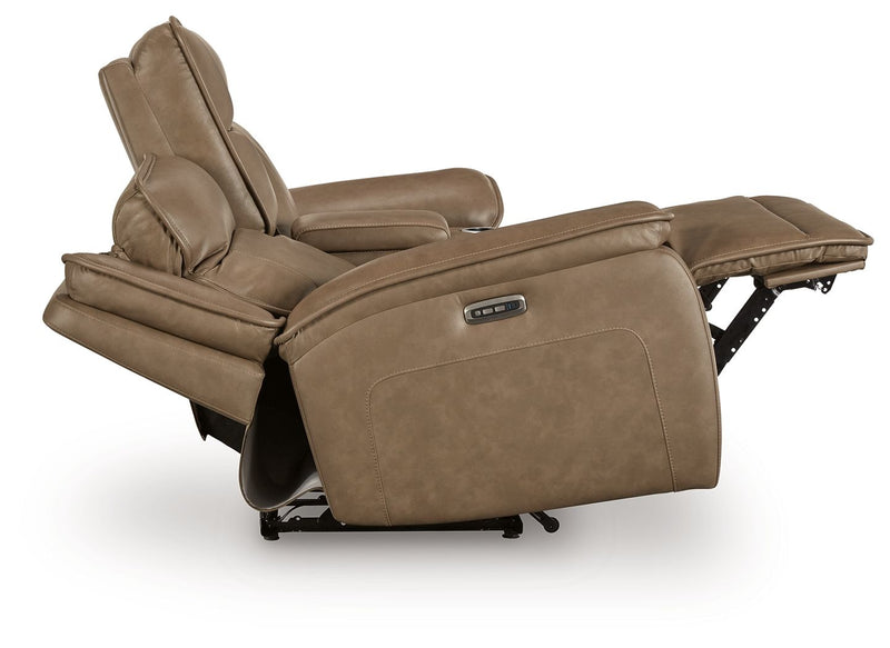 Glencroft - Power Reclining Loveseat With Console / Adjustable Headrest - Sahara - R&R Furniture Gallery (Fountain Valley, CA)