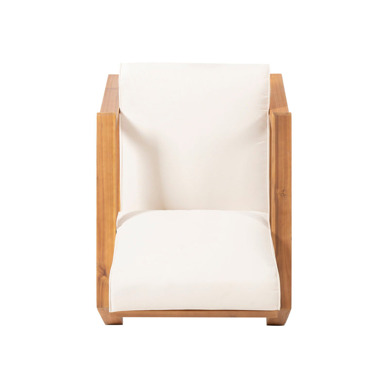 Noble House outdoor patio lounge chair with armrests, featuring a comfortable cushioned seat and stylish design for outdoor relaxation.
