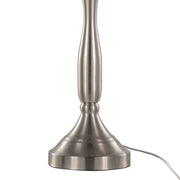 Lumi Source Sawyer contemporary table lamp set featuring nickel finish, white shades, and built-in USB ports for convenient charging.