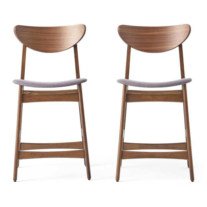 Noble House elegant counter height chair with cushioned seat and wooden frame, ideal for modern kitchen or bar area.