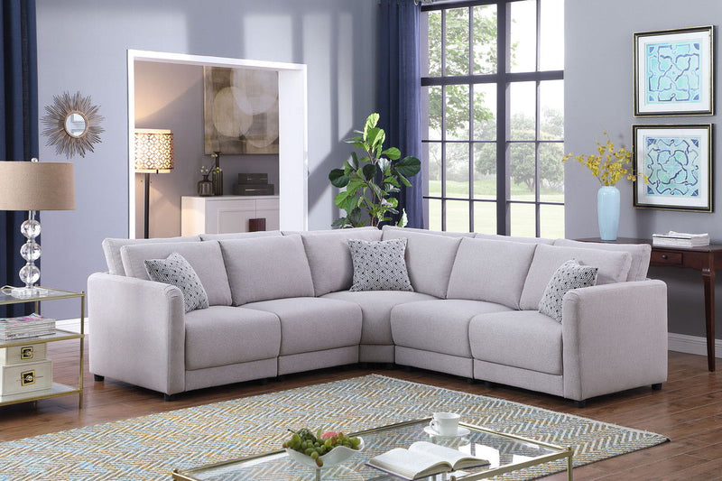 Penelope - Fabric Reversible Modular Sectional Sofa With Ottoman And Pillows - R&R Furniture Gallery (Fountain Valley, CA)