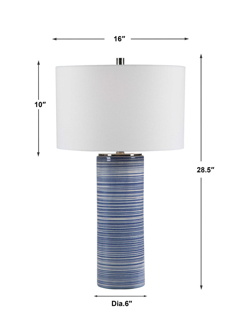Montauk - Striped Table Lamp - Blue