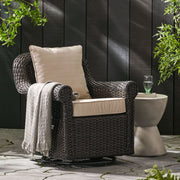 Amaya - Outdoor Swivel Rocker Chair With Water Resistant Cushions - Brown / Beige - R&R Furniture Gallery (Fountain Valley, CA)