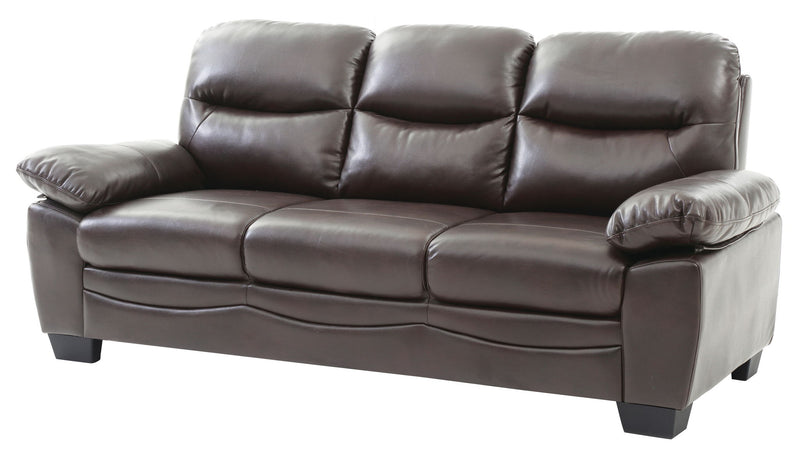 Glory Furniture Marta stationary sofa with plush cushions and modern design, shown in a cozy living room setting.