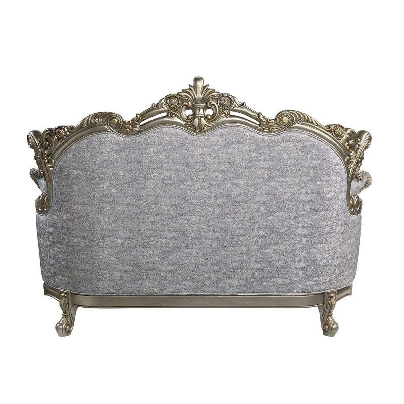 Miliani - Loveseat With 3 Pillows - Fabric & Antique Bronze - R&R Furniture Gallery (Fountain Valley, CA)