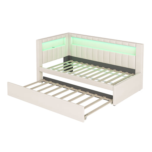 Upholstered Platform Bed With USB Ports And LED Belt - R&R Furniture Gallery (Fountain Valley, CA)