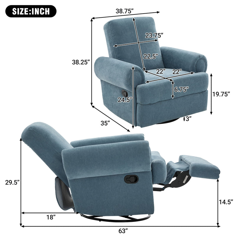 Manual Swivel Recliner Rocker Chair With Adjustable Backrest - R&R Furniture Gallery (Fountain Valley, CA)