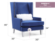 Elegant traditional accent arm chair by Glory Furniture with plush upholstery and wooden legs, perfect for living room decor.