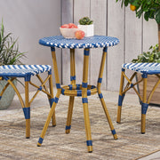 French Bistro Table Outdoor Elegance - White / Blue - R&R Furniture Gallery (Fountain Valley, CA)