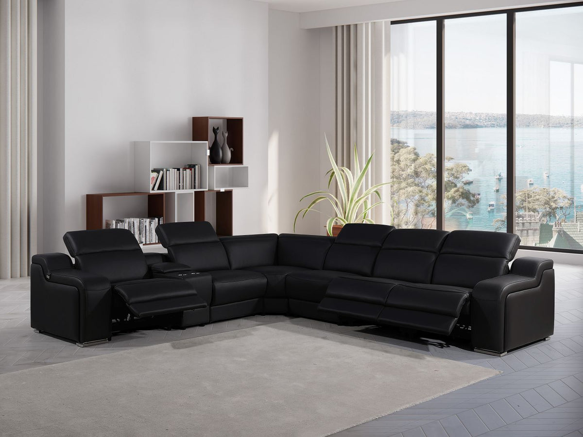 1116 - 7-Piece L-Shaped Sectional Sofa In With 3 Power Recliners & Power Headrests - R&R Furniture Gallery (Fountain Valley, CA)