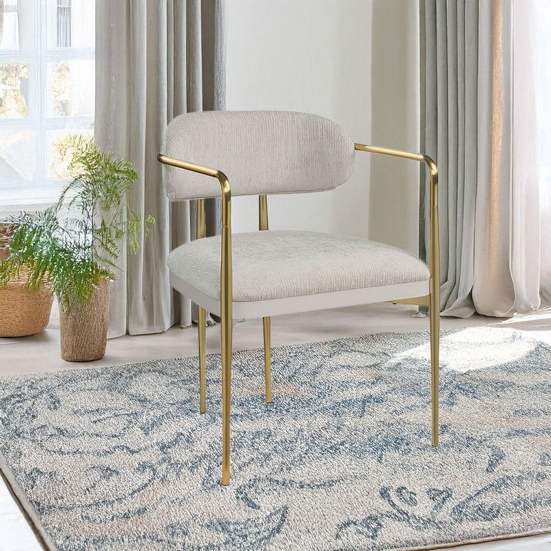 Zayn - Arm Chair (Set of 2) - Beige Chenille & Gold - R&R Furniture Gallery (Fountain Valley, CA)
