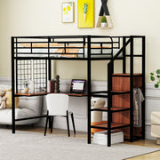 Loft Bed With Desk And Grid, Stylish Frame With Lateral Storage Ladder And Wardrobe - R&R Furniture Gallery (Fountain Valley, CA)