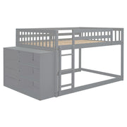 DreamHaus bunk bed with four drawers and three shelves, featuring sturdy wood construction and space-saving design.