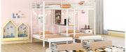Triple Bunk Bed With Drawers, Multi-Functional Frame With Desks And Shelves In The Middle - R&R Furniture Gallery (Fountain Valley, CA)