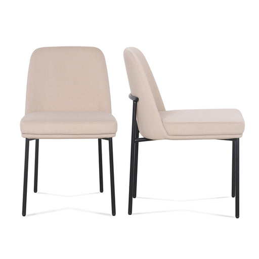 Set of two TOV Furniture Sydney dining chairs with sleek design and wooden legs, ideal for modern dining rooms.