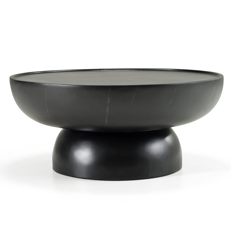 Akron - Modern Black & White Faux Marble Round Coffee Table