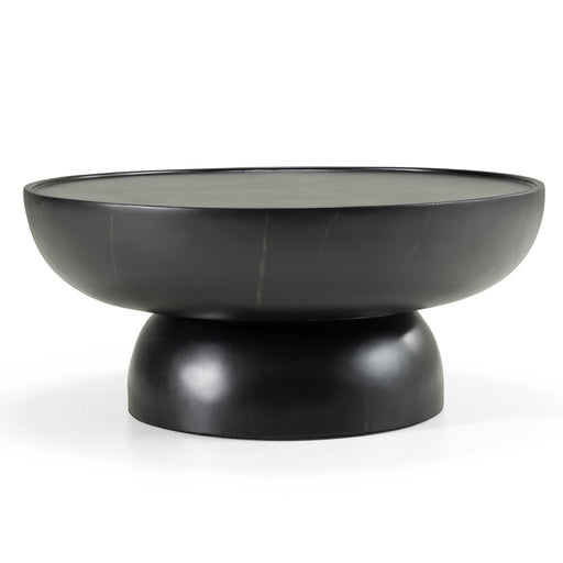 Akron - Modern Black & White Faux Marble Round Coffee Table