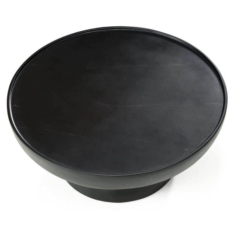 Akron - Modern Black & White Faux Marble Round Coffee Table — view 3