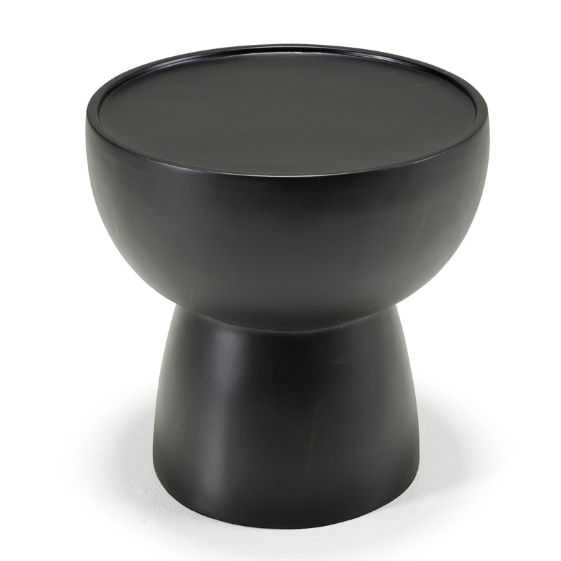 Akron - Modern Black & White Faux Marble Round End Table — view 2