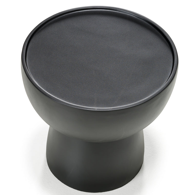 Akron - Modern Black & White Faux Marble Round End Table — view 3