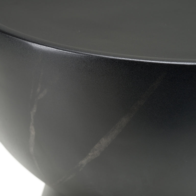 Akron - Modern Black & White Faux Marble Round End Table — view 4
