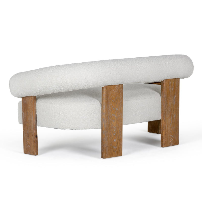 Aledo - Modern Off-White Fabric + Oak Loveseat — view 2