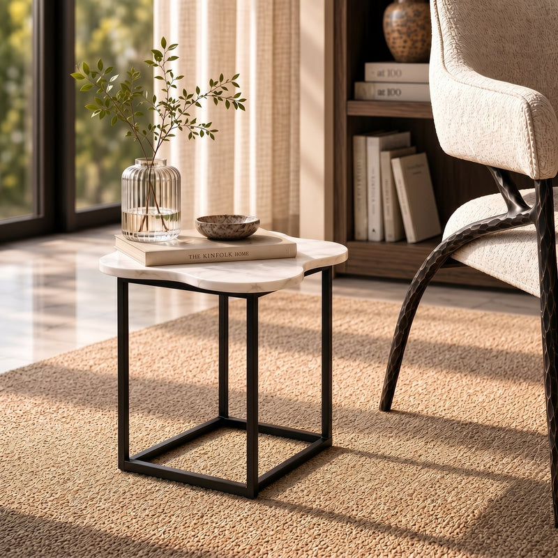 Aleidy - White Marble + Black Metal End Table — view 5