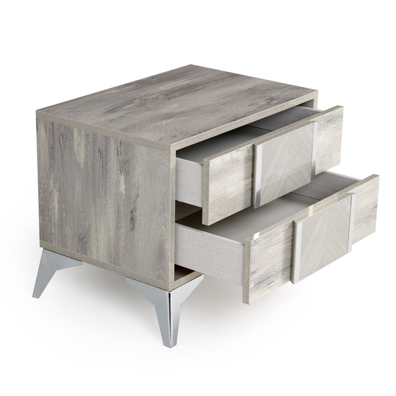 Alexa Italian Modern Grey Nightstand — view 4