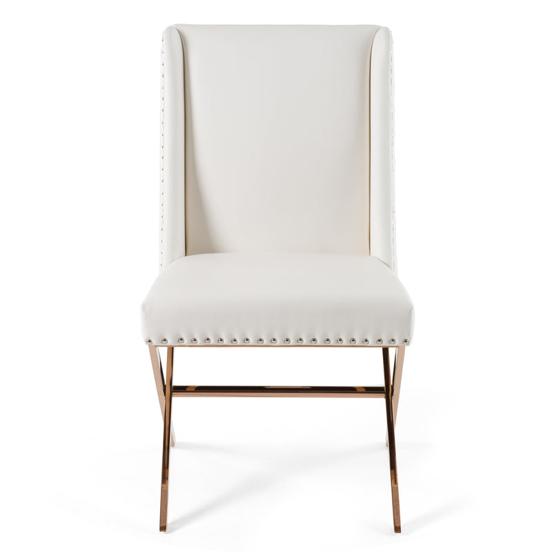 Alexia - Modern White + Rosegold Dining Chair