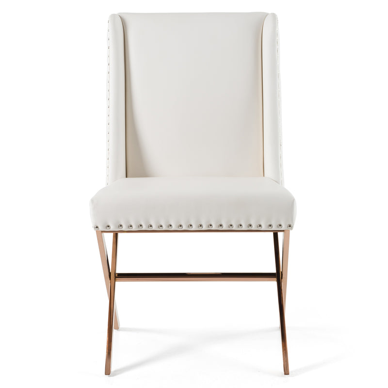 Alexia - Modern White + Rosegold Dining Chair — view 2