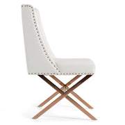 Alexia - Modern White + Rosegold Dining Chair — view 3