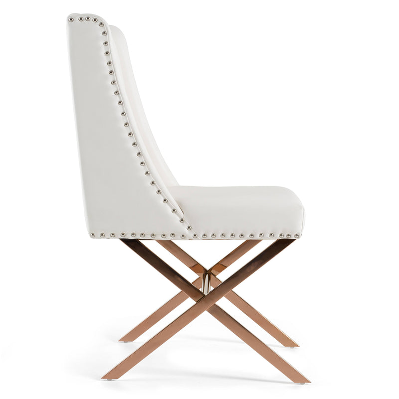 Alexia - Modern White + Rosegold Dining Chair — view 3