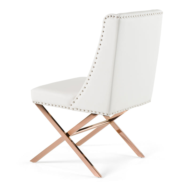 Alexia - Modern White + Rosegold Dining Chair — view 4