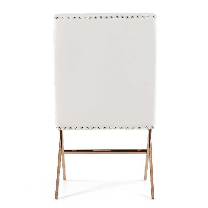 Alexia - Modern White + Rosegold Dining Chair — view 5